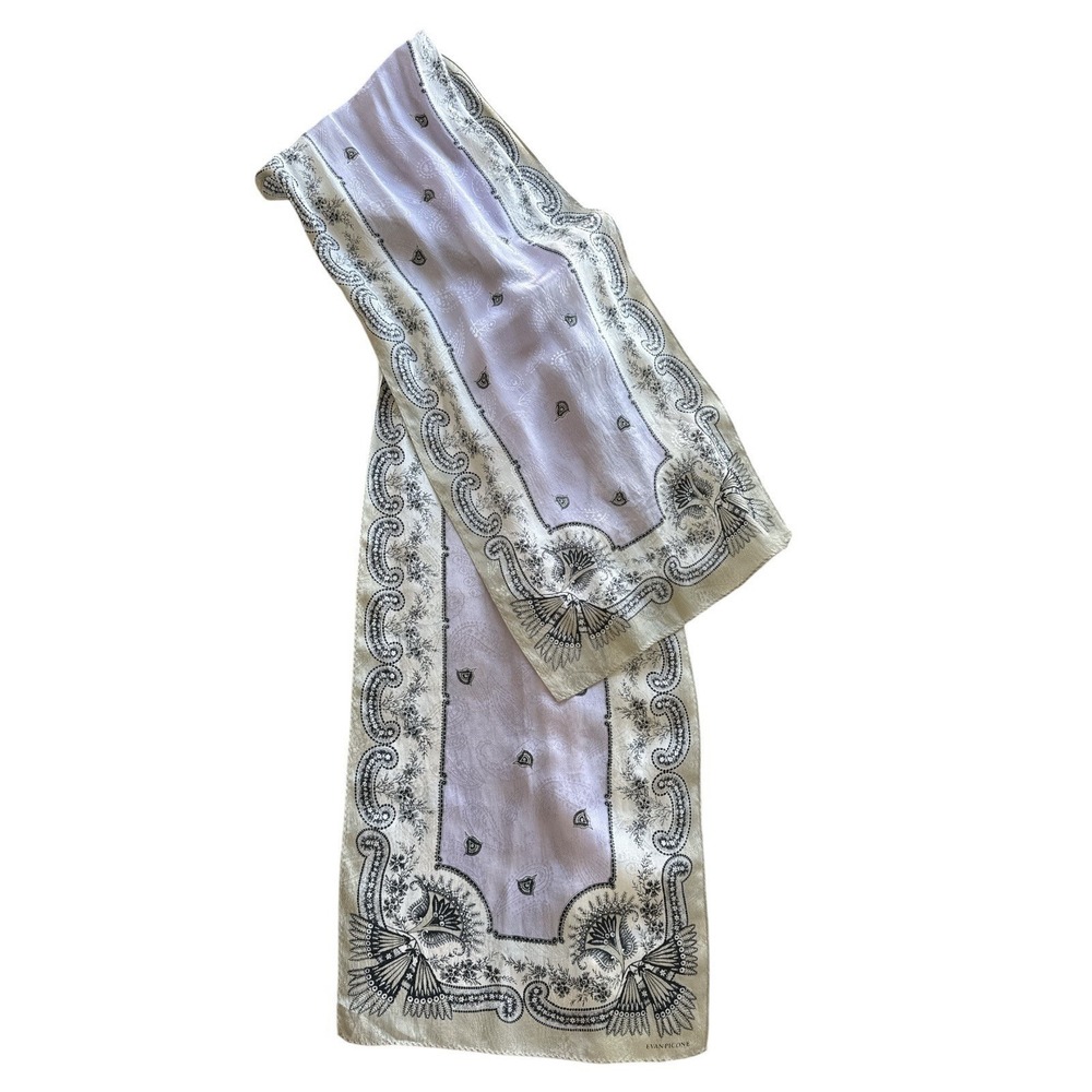 Evan Picone 100% Silk Scarf Head Tie Neck Floral Vintage 80's 90's Rolled Edge